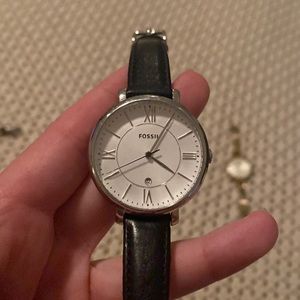 Fossil Watch - Black Leather and Silver